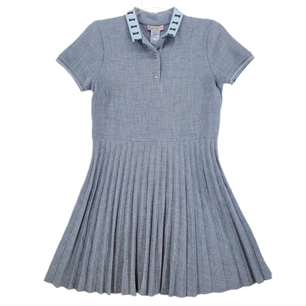 Paul & Joe Gray Pleated Dress with kitten collar